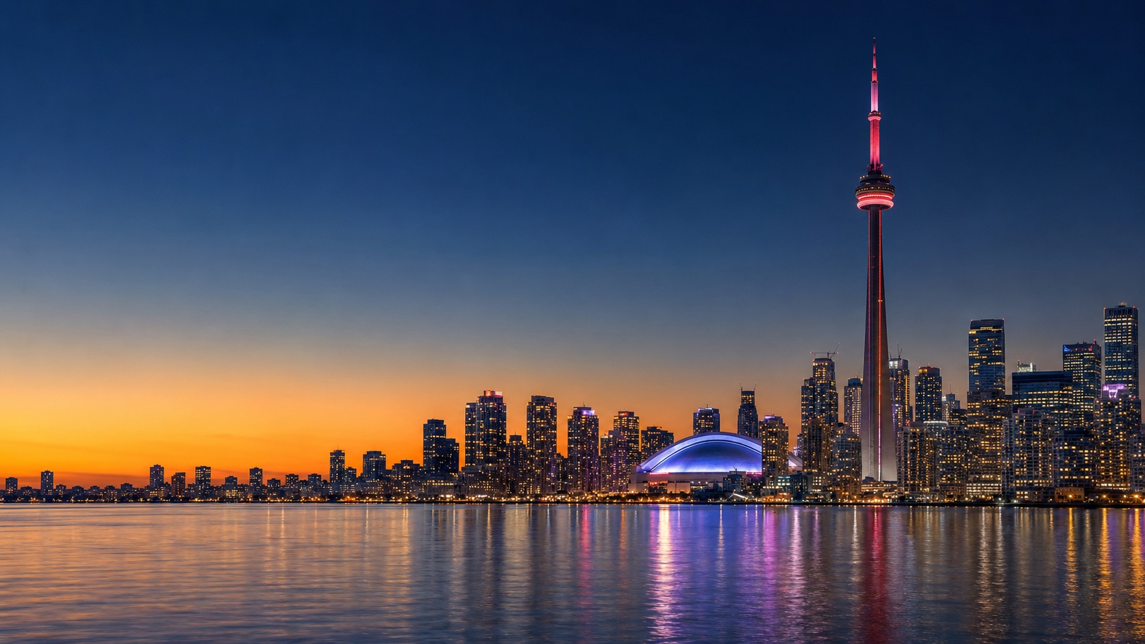 Toronto skyline at dusk